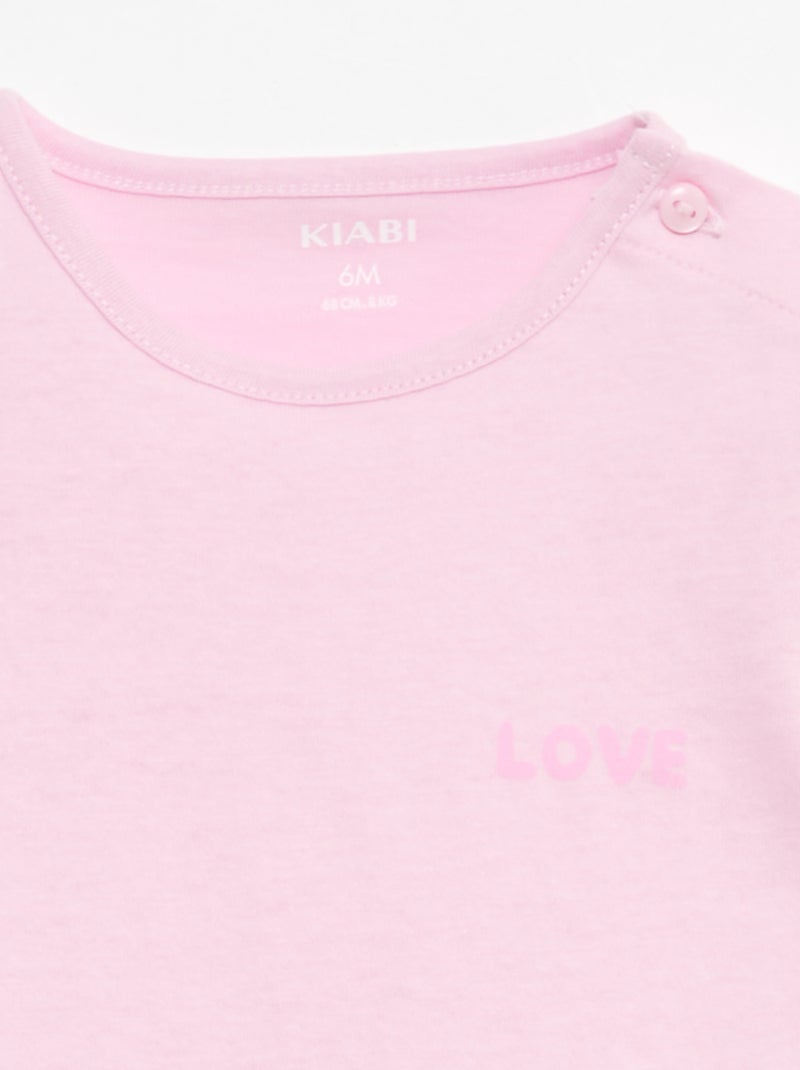 Conjunto t-shirt + calções com padrão integral Rosa - Kiabi