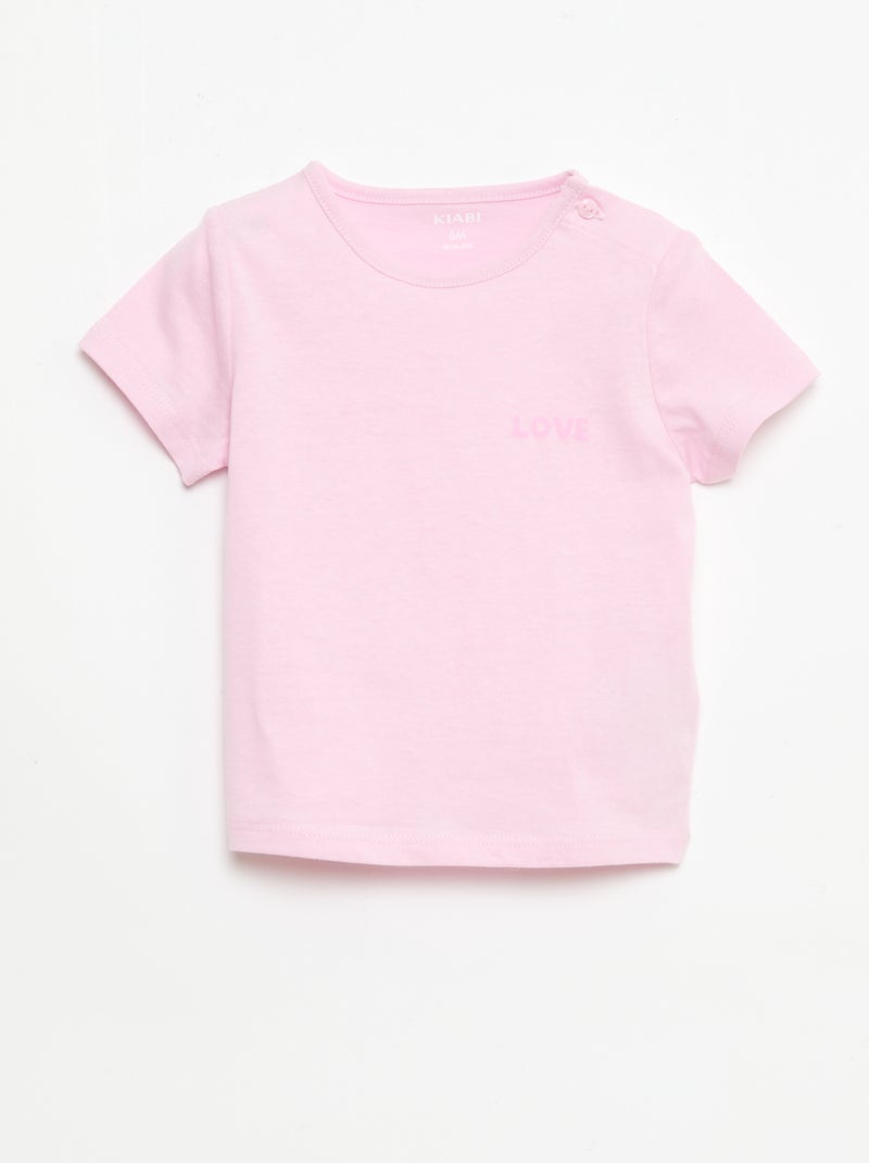 Conjunto t-shirt + calções com padrão integral Rosa - Kiabi