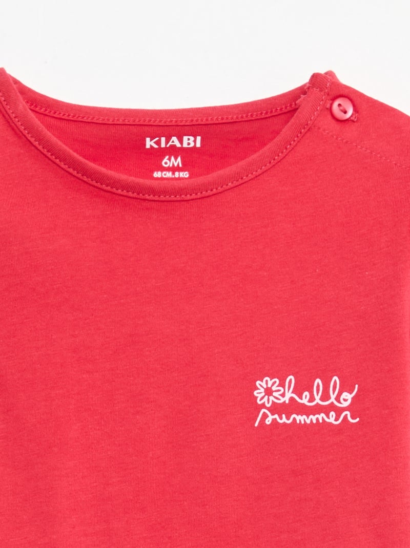 Conjunto t-shirt + calções com padrão integral Vermelho - Kiabi