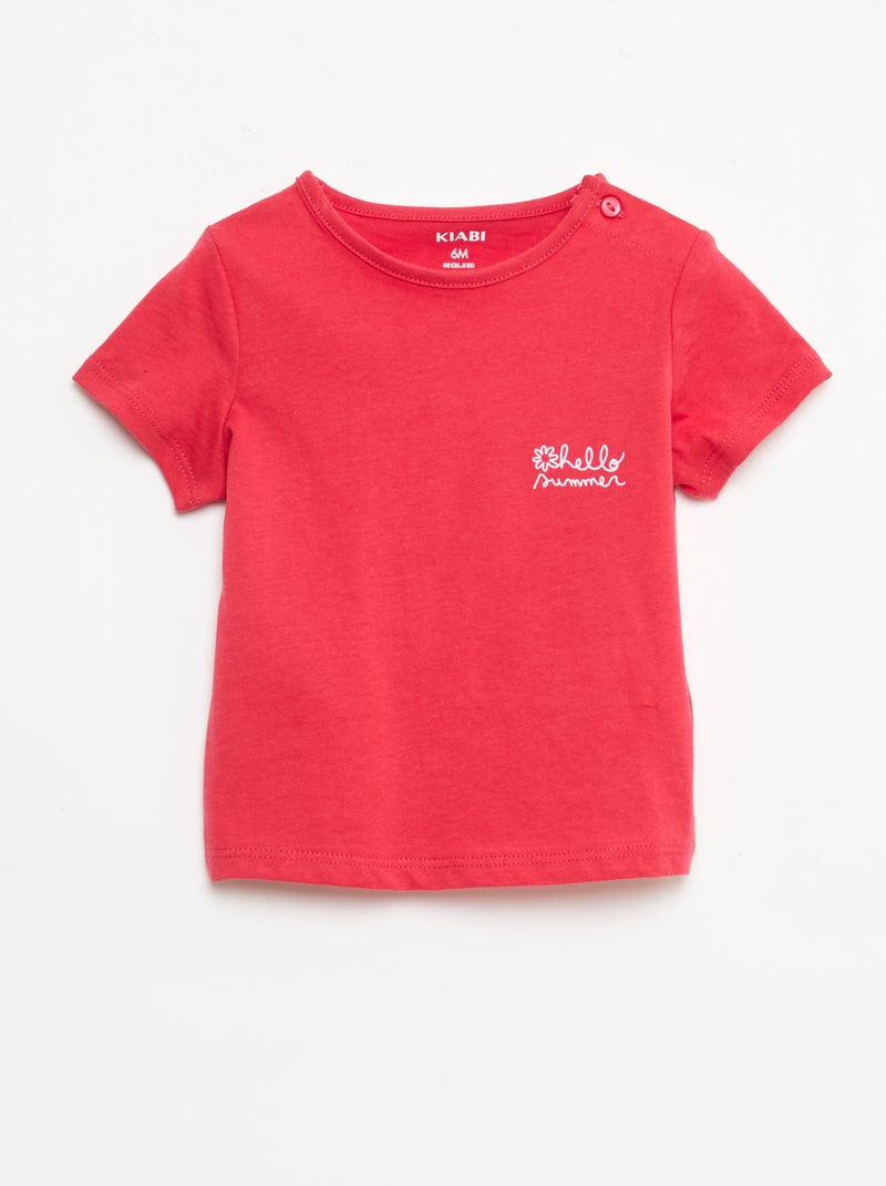 Conjunto t-shirt + calções com padrão integral Vermelho - Kiabi