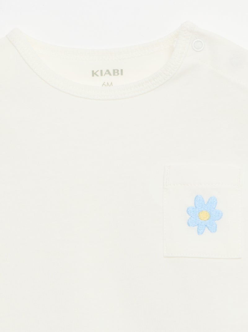 Conjunto T-shirt + calções de ciclista canelados - 2 peças Azul - Kiabi