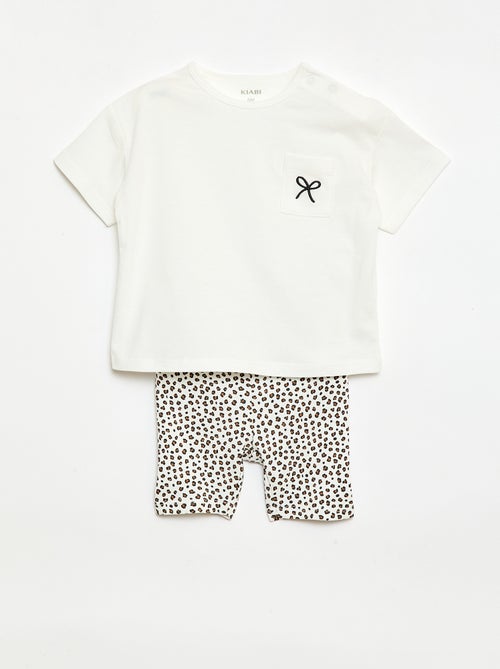 Conjunto T-shirt + calções de ciclista canelados - 2 peças - Kiabi