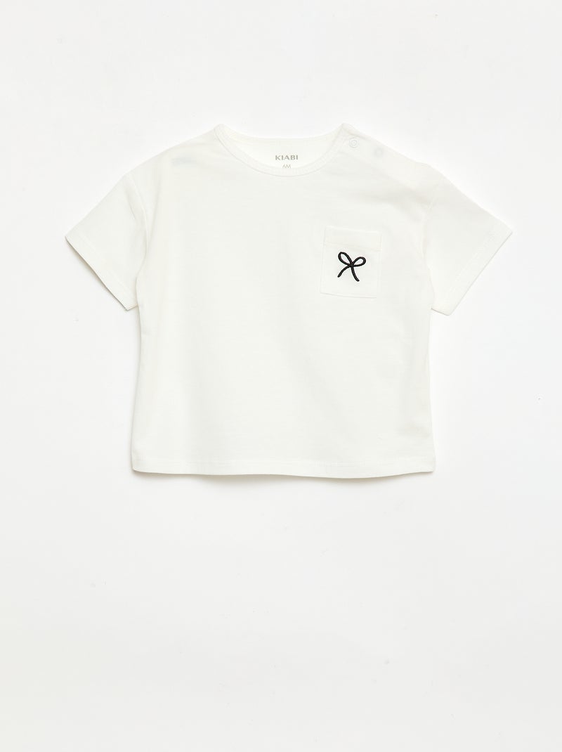 Conjunto T-shirt + calções de ciclista canelados - 2 peças Branco - Kiabi