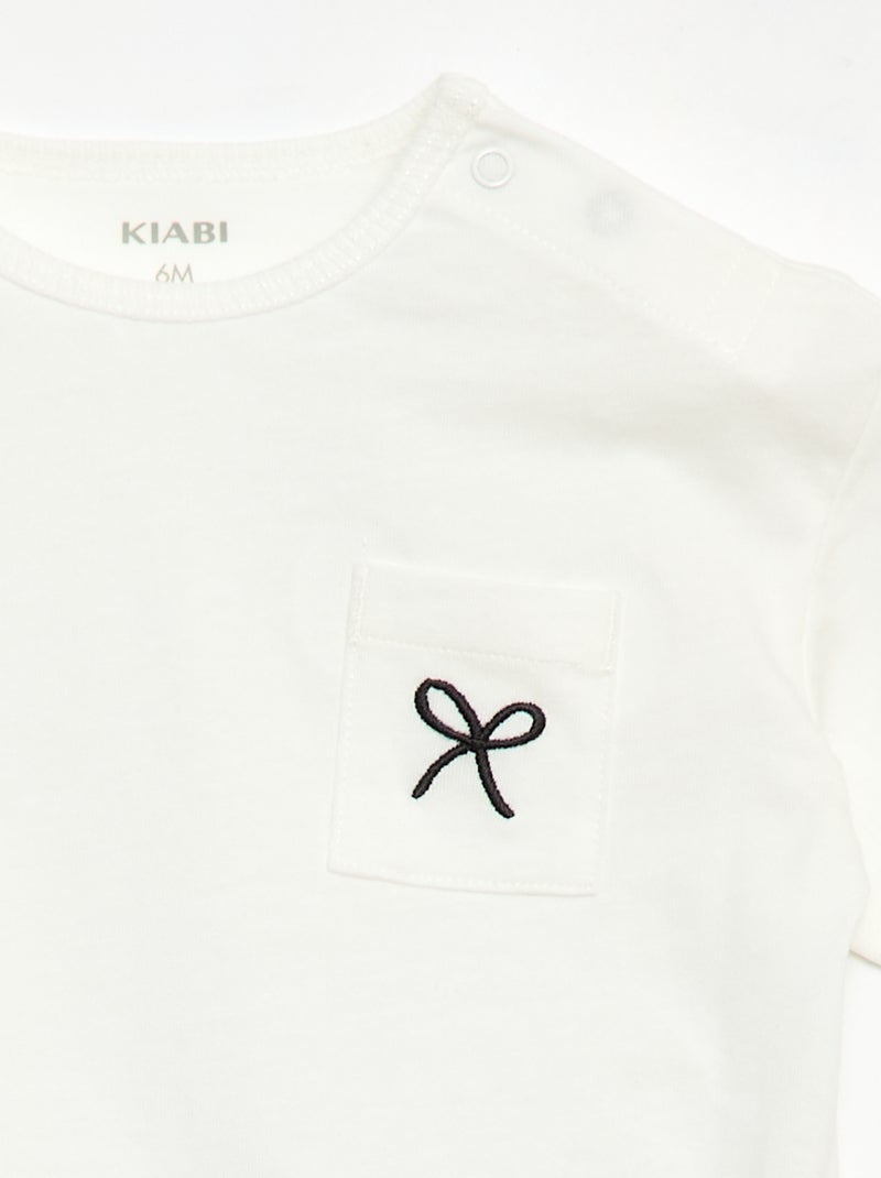 Conjunto T-shirt + calções de ciclista canelados - 2 peças Branco - Kiabi