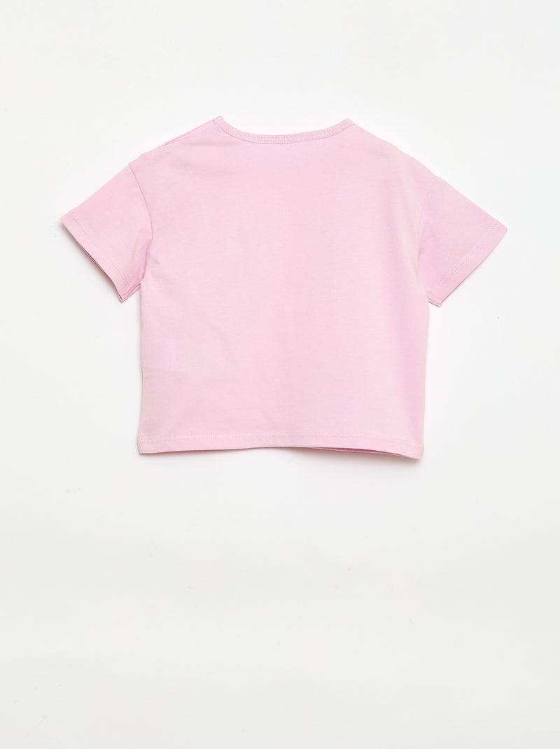Conjunto T-shirt + calções de ciclista canelados - 2 peças Rosa - Kiabi