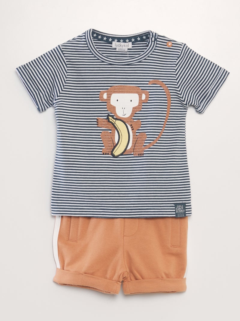 Conjunto t-shirt + calções de fantasia - 2 peças AZUL - Kiabi