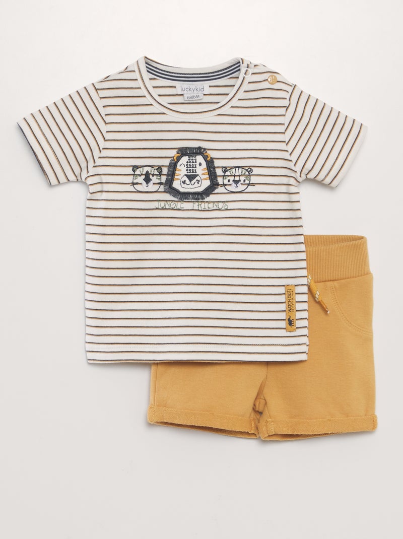 Conjunto t-shirt + calções de fantasia - 2 peças BEGE - Kiabi