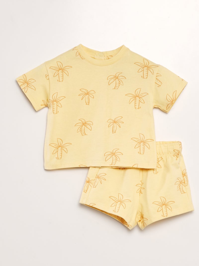 Conjunto t-shirt + calções em French Terry - 2 peças AMARELO - Kiabi