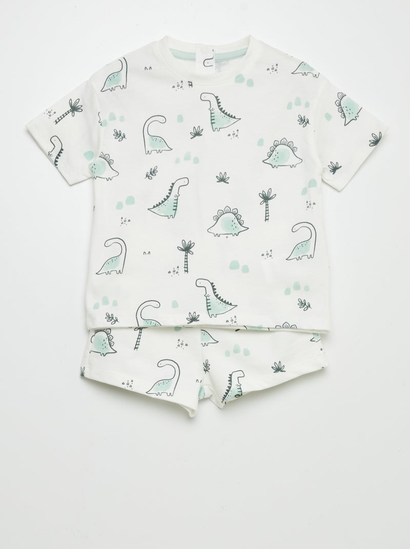 Conjunto t-shirt + calções em French Terry - 2 peças BRANCO - Kiabi