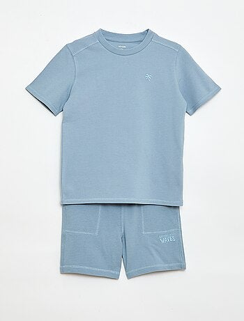 Conjunto T-shirt + Calções em piqué de algodão