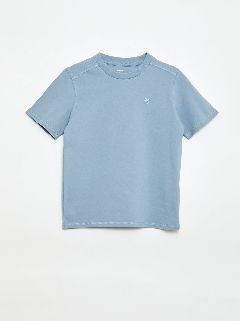 Conjunto T-shirt + Calções em piqué de algodão Azul - Kiabi