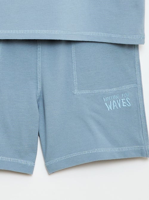 Conjunto T-shirt + Calções em piqué de algodão - Kiabi