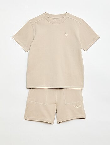 Conjunto T-shirt + Calções em piqué de algodão