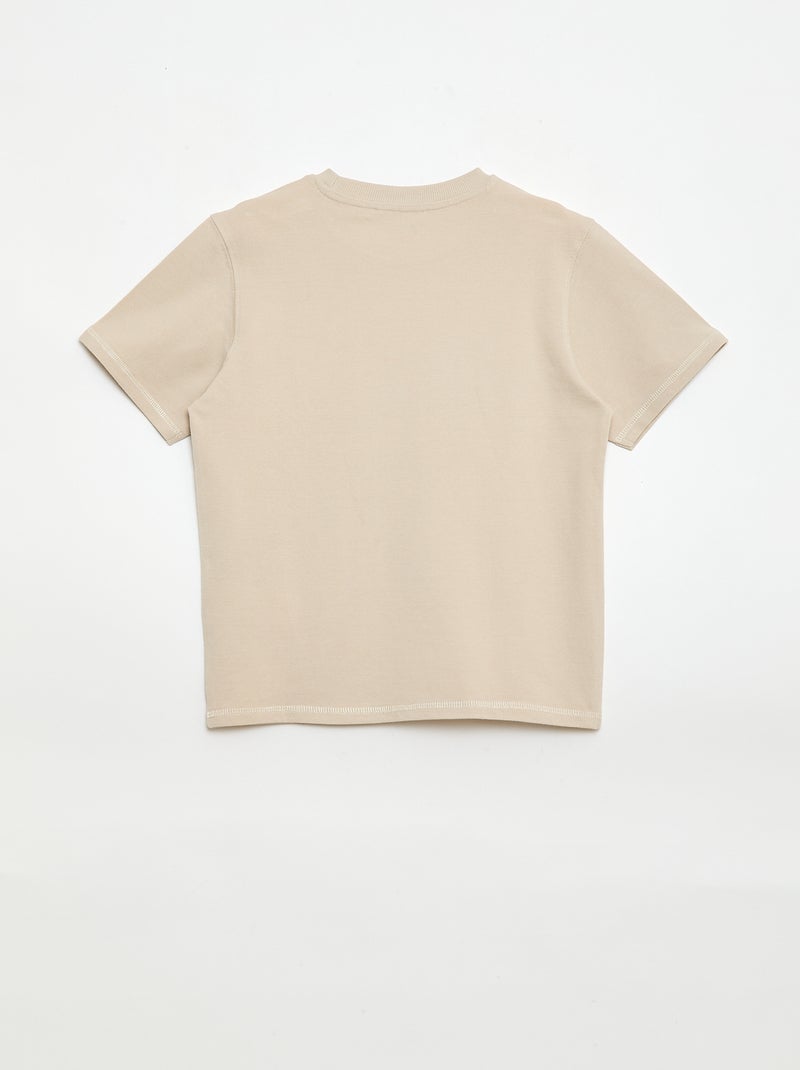 Conjunto T-shirt + Calções em piqué de algodão Bege - Kiabi