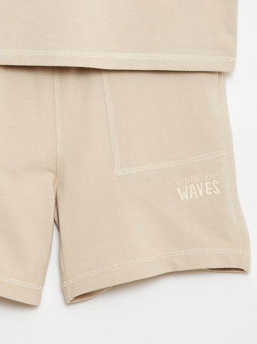 Conjunto T-shirt + Calções em piqué de algodão - Kiabi