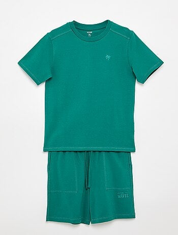 Conjunto T-shirt + Calções em piqué de algodão