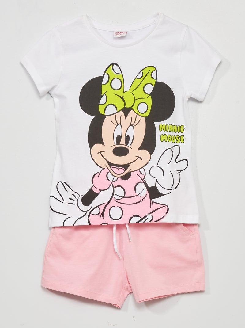 Conjunto t-shirt + calções 'Minnie'  - 2 peças Branco - Kiabi