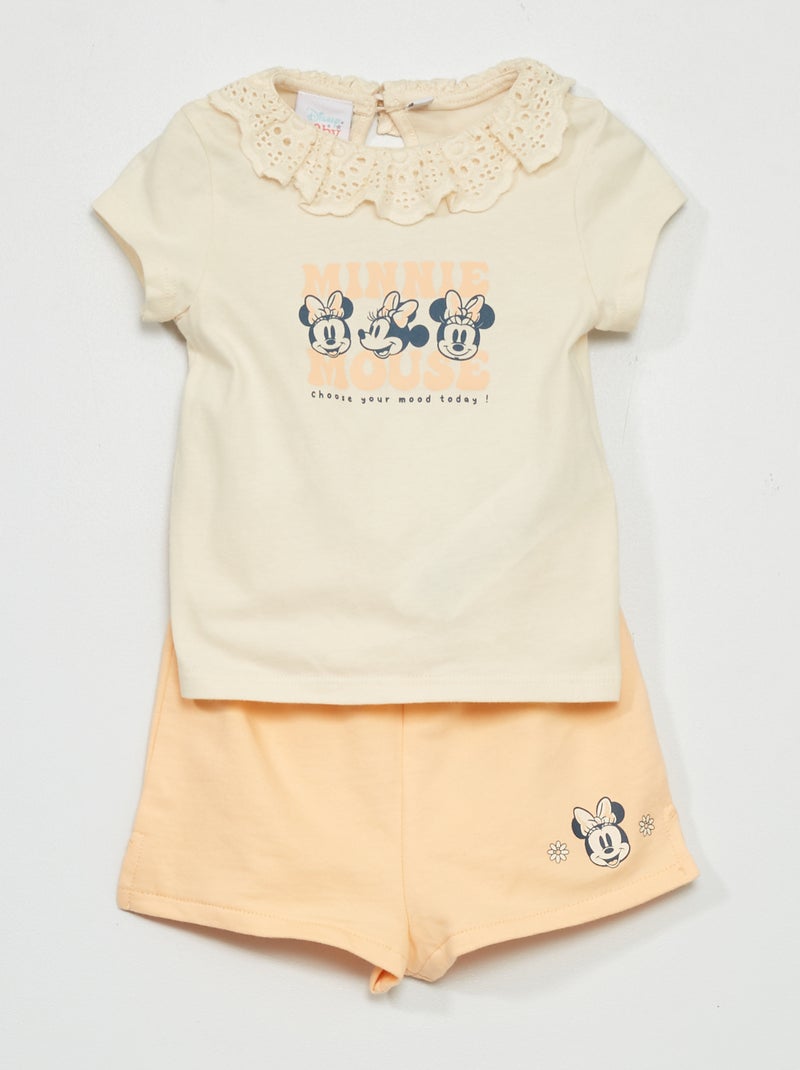 Conjunto t-shirt + calções 'Minnie'  - 2 peças BRANCO - Kiabi