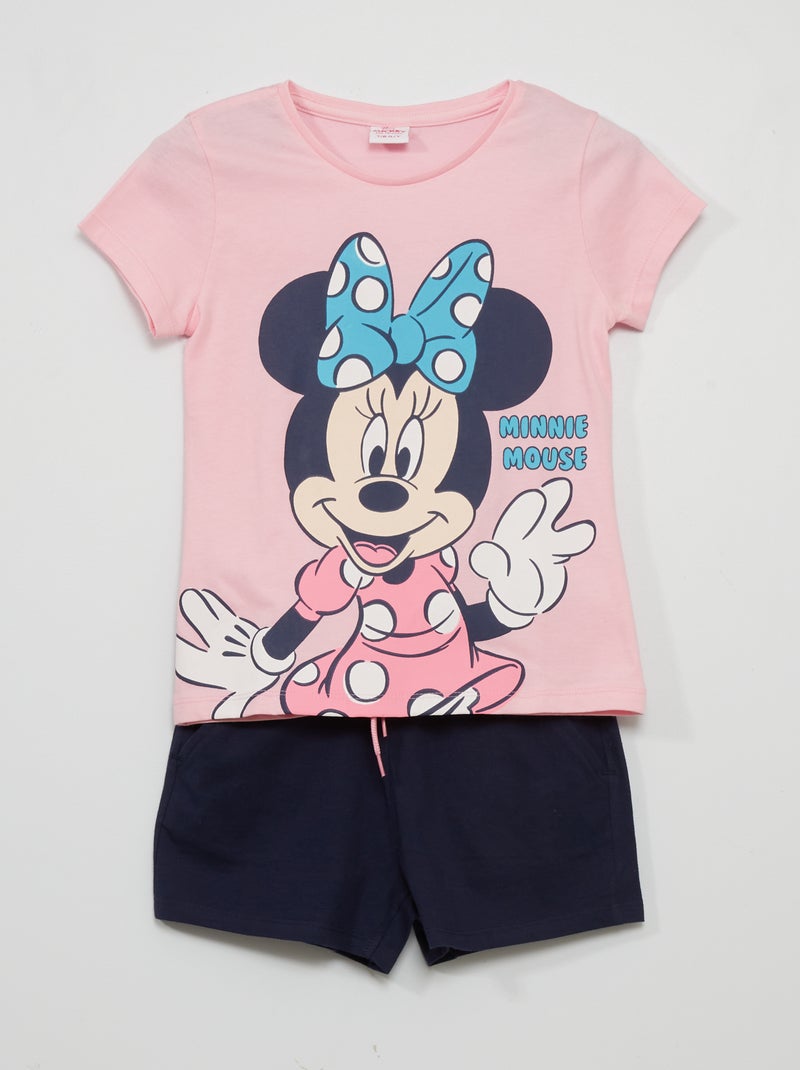 Conjunto t-shirt + calções 'Minnie'  - 2 peças Rosa - Kiabi