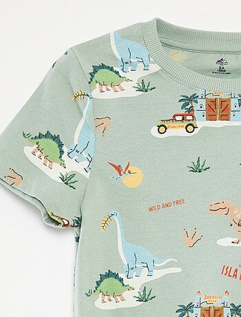 Conjunto t-shirt + calções 'Mundo Jurássico' - 2 peças