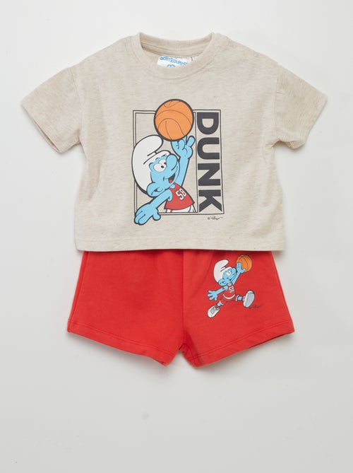 Conjunto t-shirt + calções 'Os Smurfs' - 2 peças - Kiabi