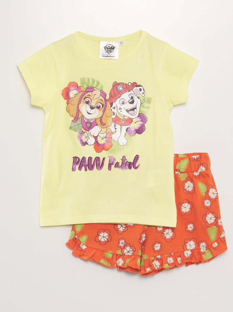 Conjunto t-shirt + calções 'Patrulha Pata'  - 2 peças AMARELO - Kiabi