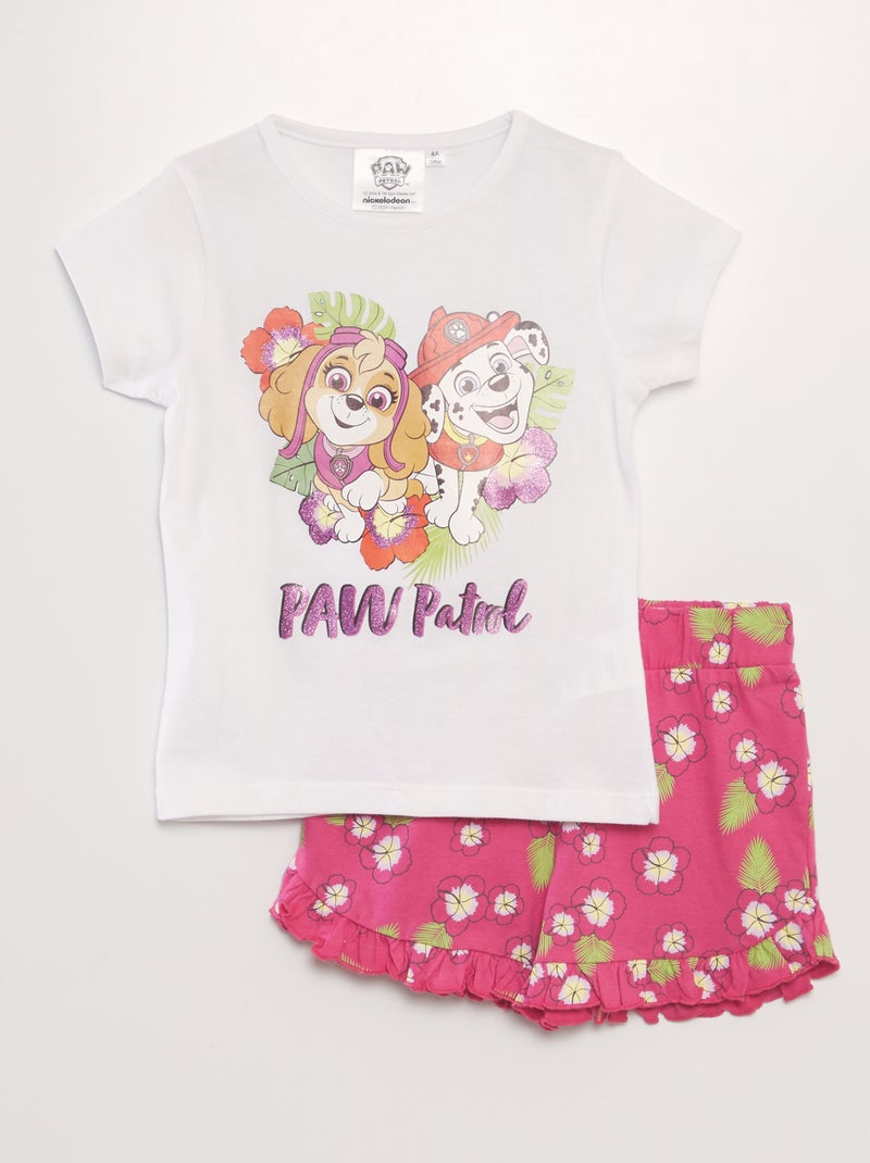 Conjunto t-shirt + calções 'Patrulha Pata'  - 2 peças Branco - Kiabi