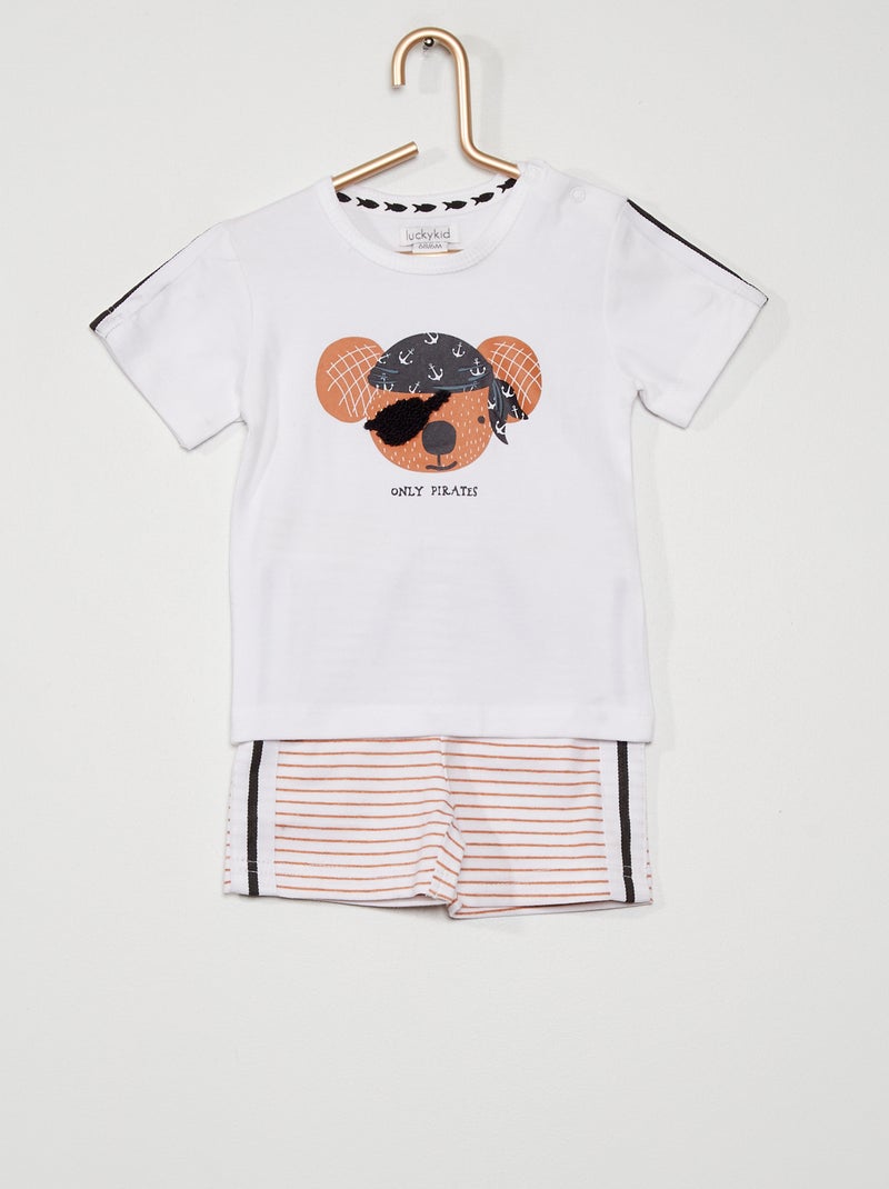 Conjunto t-shirt + calções 'piratas' BEGE - Kiabi