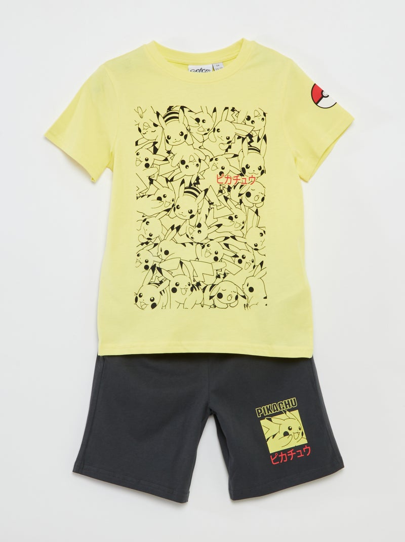 Conjunto t-shirt + calções 'Pokémon'  - 2 peças Amarelo - Kiabi