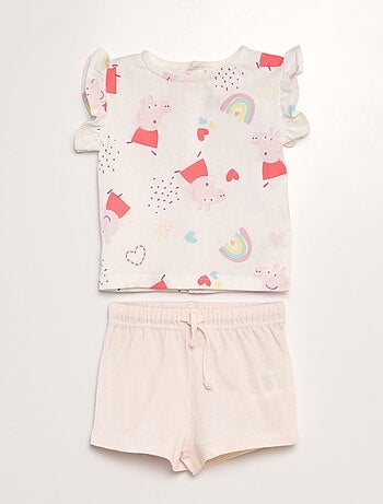 Conjunto t-shirt + calções 'Porquinha Peppa'