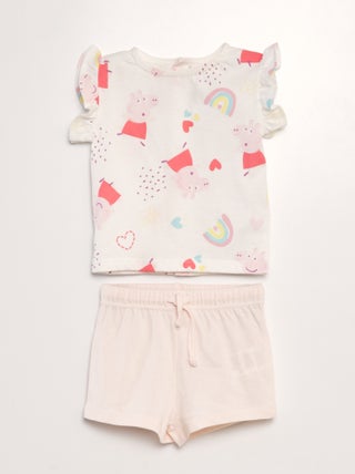 Conjunto t-shirt + calções 'Porquinha Peppa'