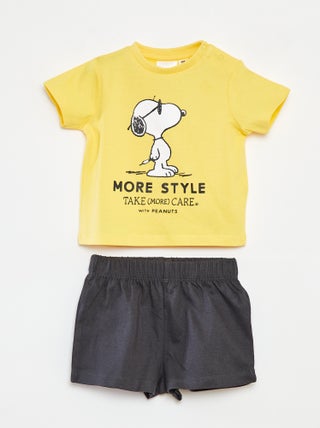 Conjunto t-shirt + calções 'Snoopy'  - 2 peças