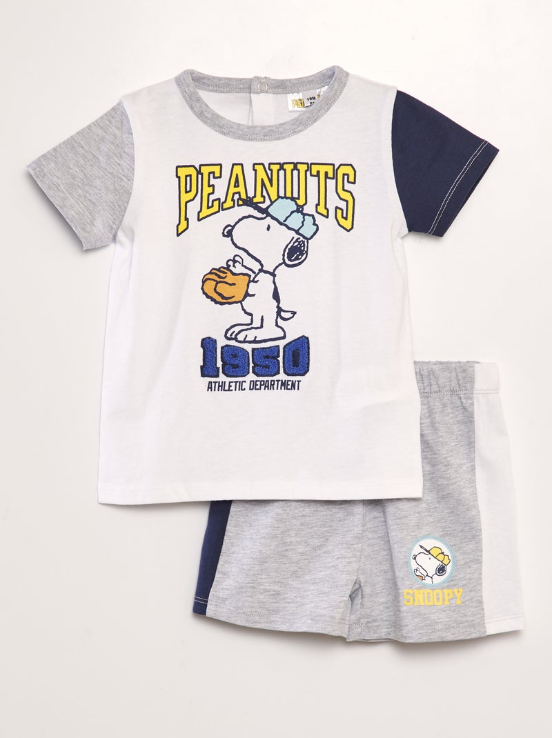 Conjunto t-shirt + calções 'Snoopy' - 2 peças CINZA - Kiabi