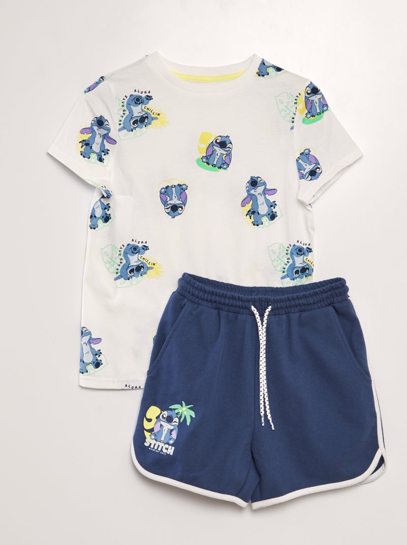 Conjunto t-shirt + calções 'Stitch' - 2 peças AZUL - Kiabi