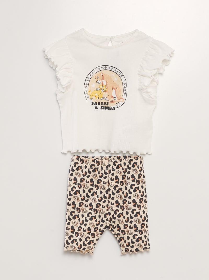 Conjunto t-shirt + calções tipo ciclista 'O Rei Leão' BRANCO - Kiabi