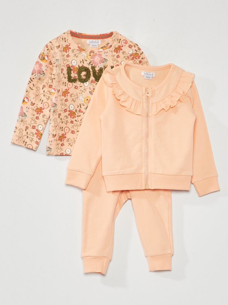 Conjunto t-shirt + casaco + calças - 2 peças ROSA - Kiabi