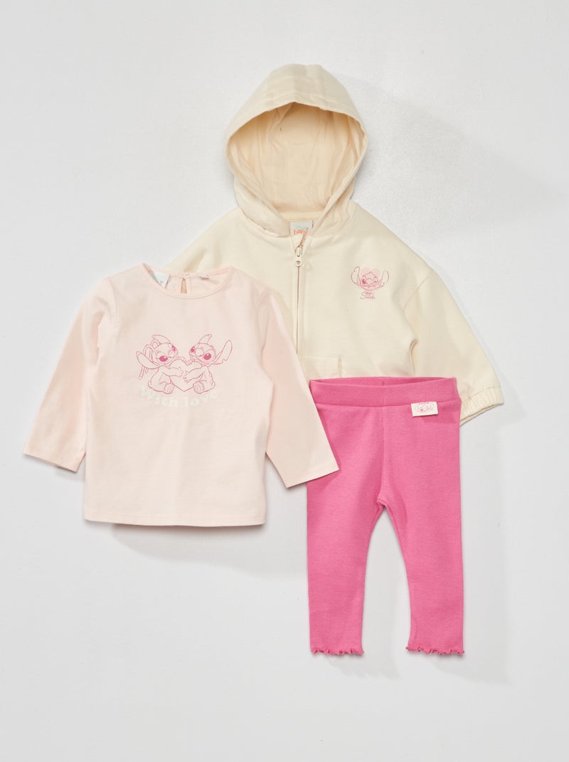 Conjunto t-shirt + casaco com capuz + leggings 'Minnie' - 3 peças BRANCO - Kiabi
