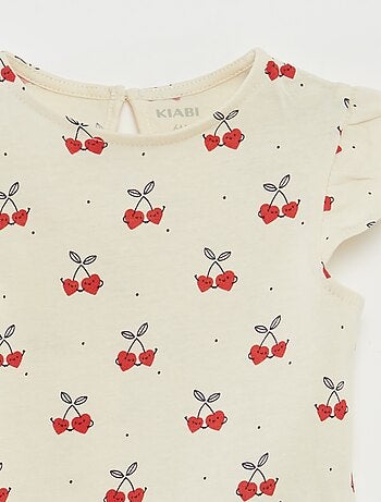 Conjunto t-shirt com folhos + calções - 2 peças