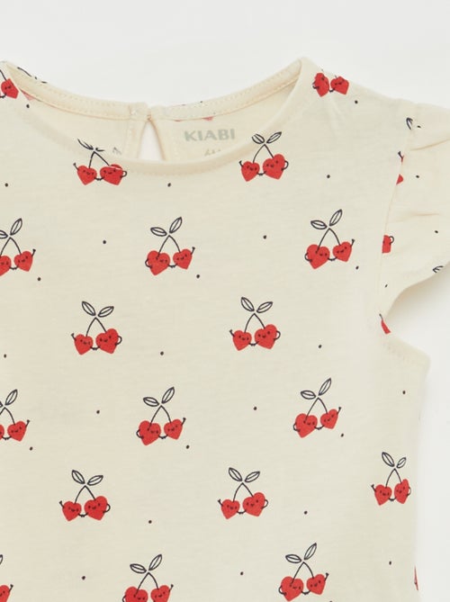 Conjunto t-shirt com folhos + calções - 2 peças - Kiabi