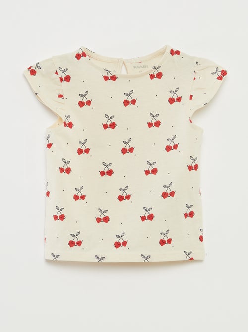 Conjunto t-shirt com folhos + calções - 2 peças - Kiabi