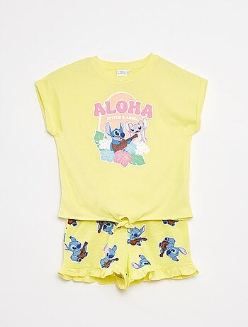 Conjunto t-shirt comprida + calções 'Stitch'