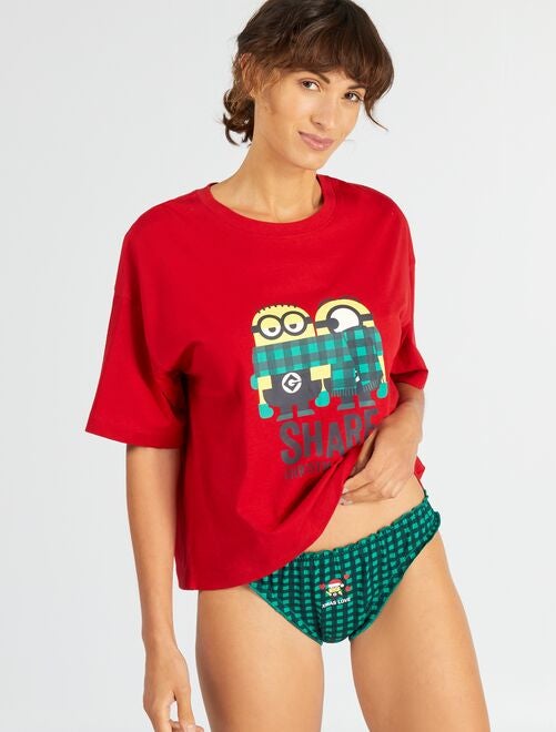 Conjunto t-shirt + cuecas para mulher 'Os Mínimos' - Kiabi