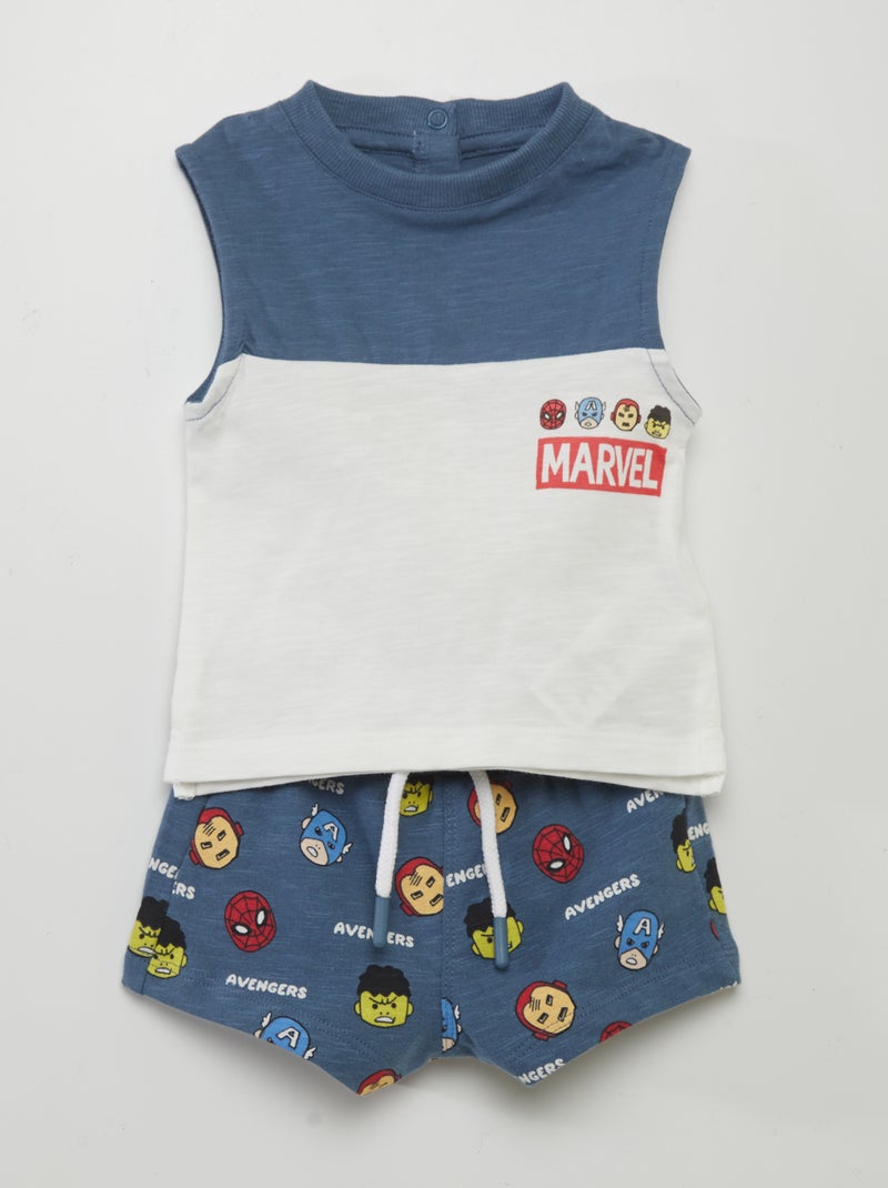 Conjunto t-shirt de manga cava + calções 'Marvel' - 2 peças BRANCO - Kiabi