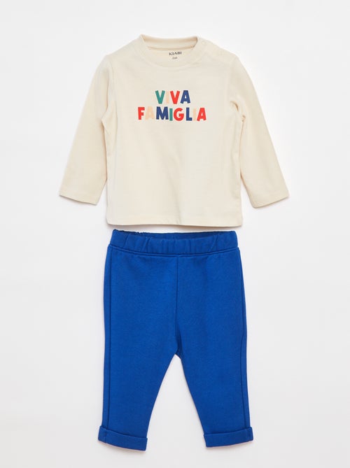 Conjunto t-shirt de manga comprida + calças - 2 peças - Kiabi