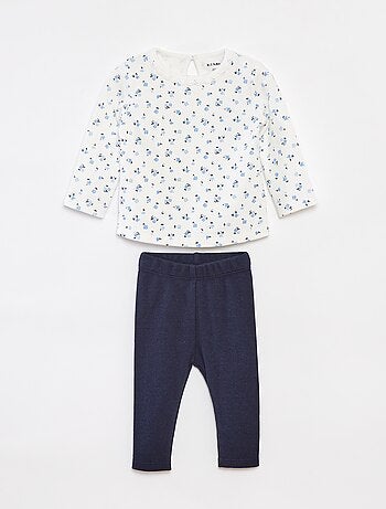 Conjunto t-shirt de manga comprida + leggings - 2 peças