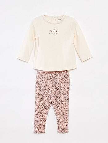 Conjunto t-shirt de manga comprida + leggings - 2 peças