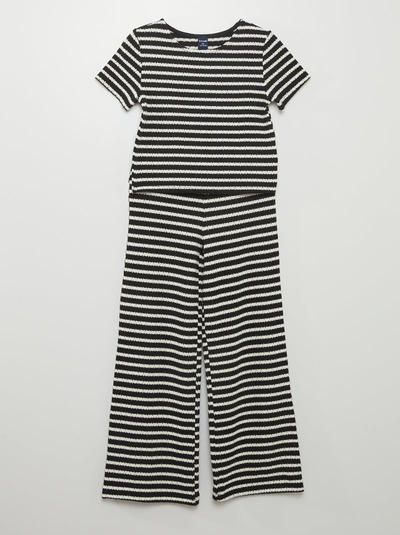 Conjunto t-shirt e calças às riscas - 2 peças PRETO - Kiabi