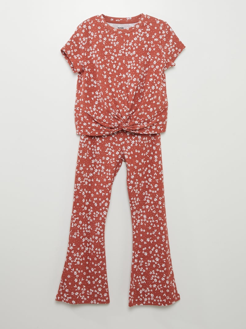 Conjunto t-shirt e calças estampadas - 2 peças LARANJA - Kiabi