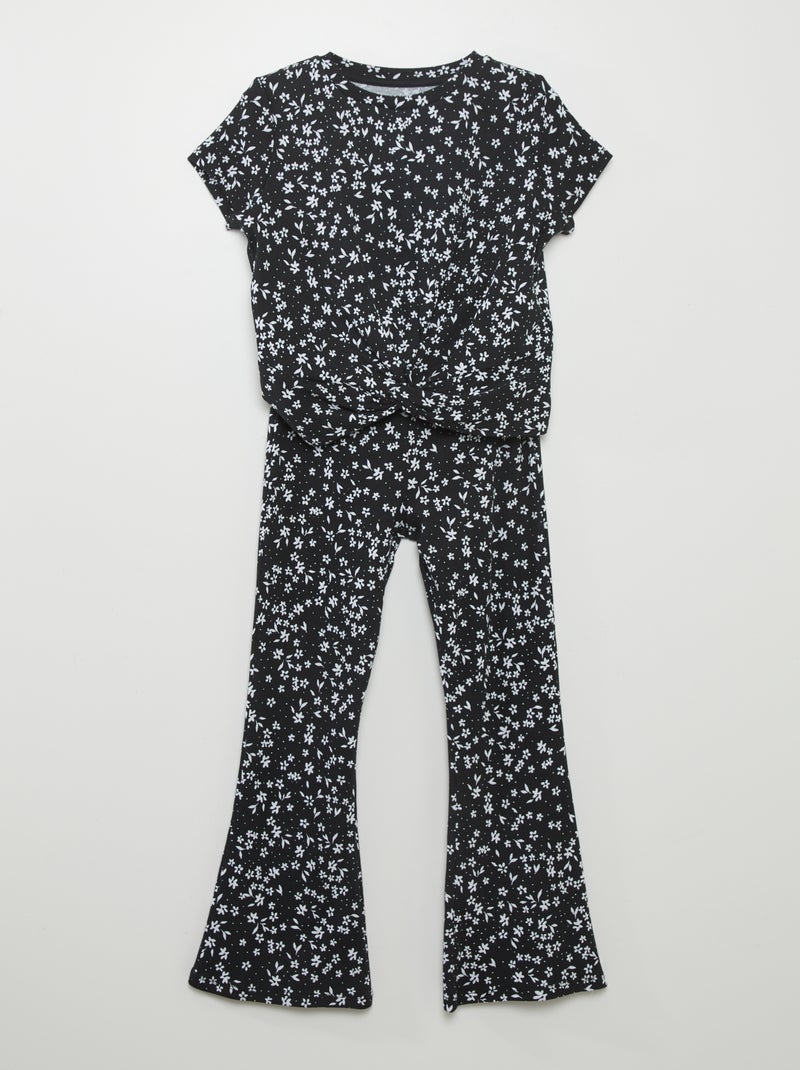 Conjunto t-shirt e calças estampadas - 2 peças PRETO - Kiabi