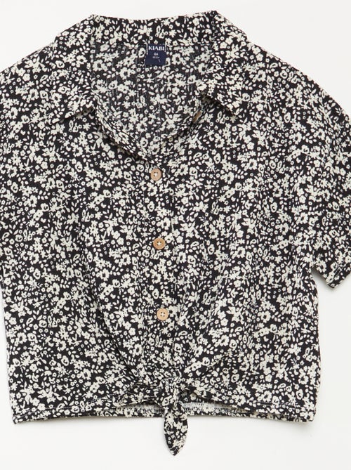 Conjunto t-shirt e calças fluidas estampado florido - 2 peças - Kiabi